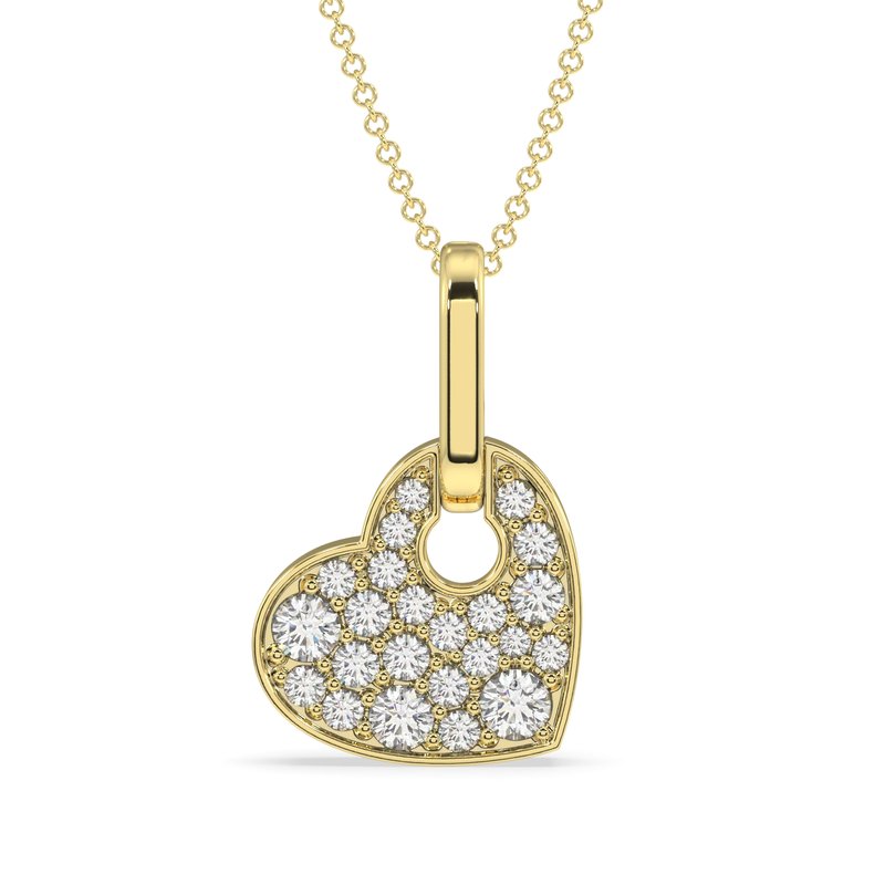 0.50 Ctw 14Kt Yellow Gold Lab Grown Heart Drop Pendant