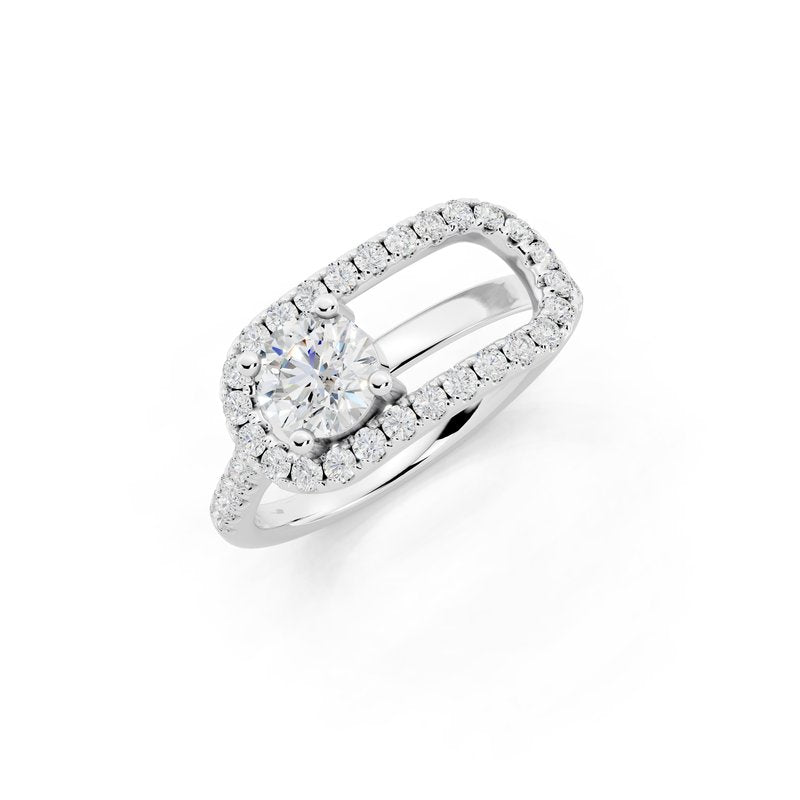 1.00 Ctw 14Kt White Gold Fashion Paperclip Ring