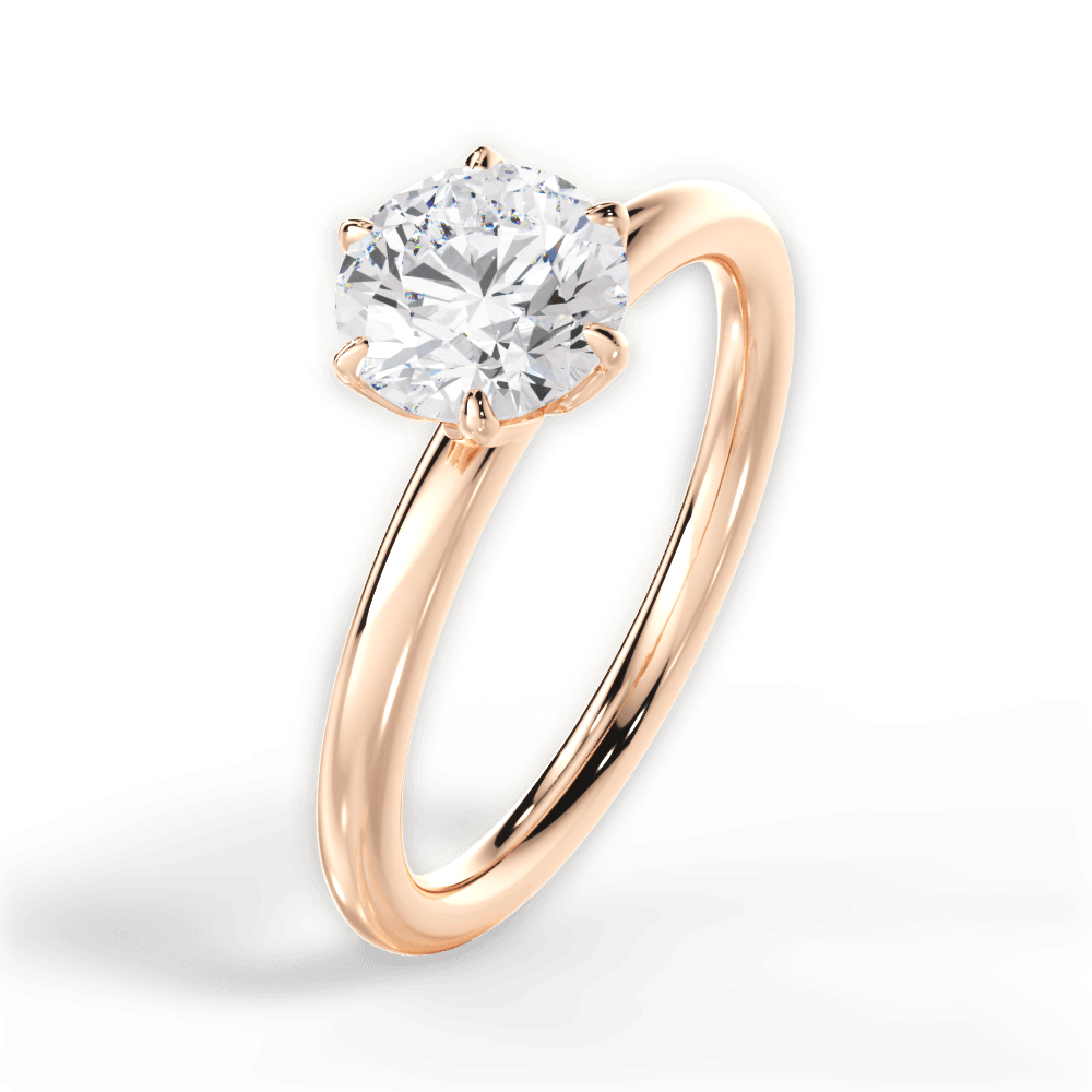 Alexa Round Cut Lab Grown Diamond 18Kt Rose Gold Engagement Ring - View 2