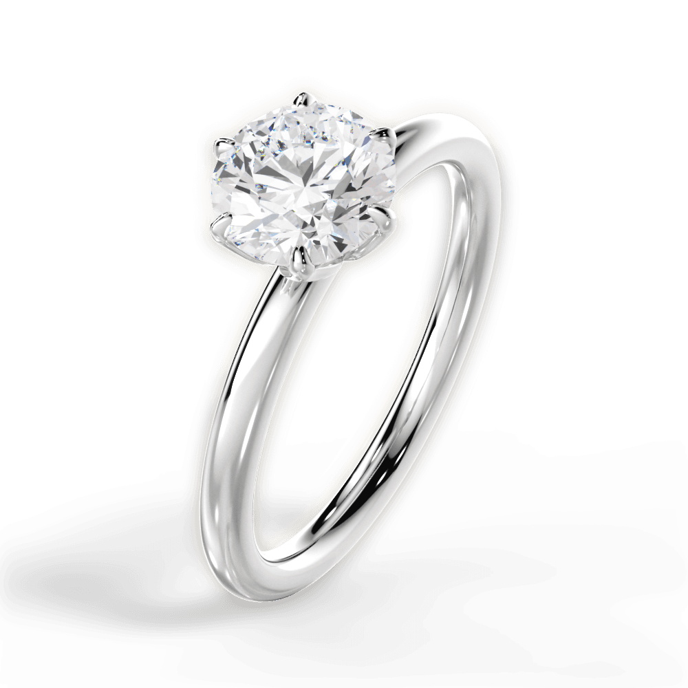 Alexa Round Cut Lab Grown Diamond 18Kt White Gold Engagement Ring - View 2