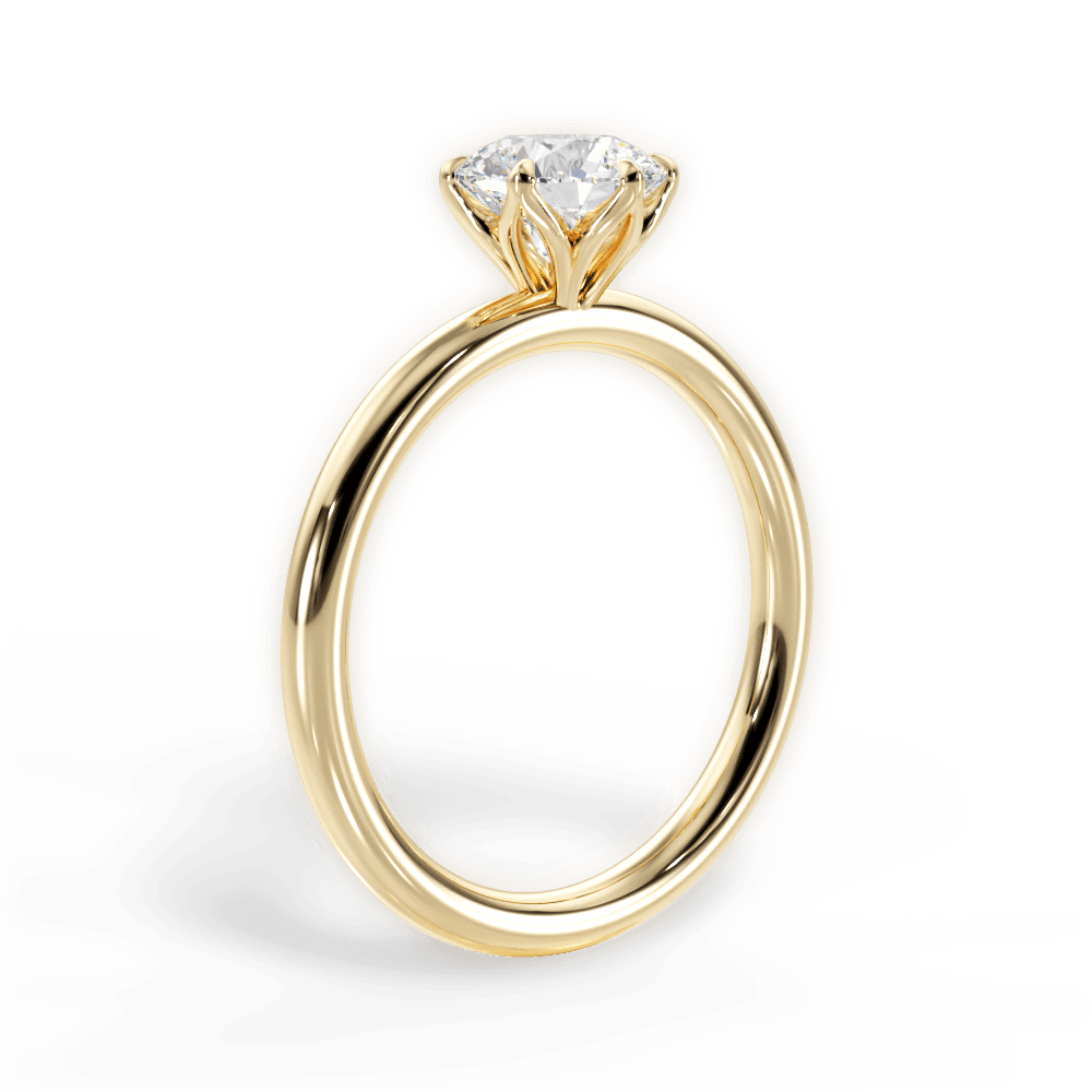 Alexa Round Cut Lab Grown Diamond 18Kt Yellow Gold Engagement Ring - View 2