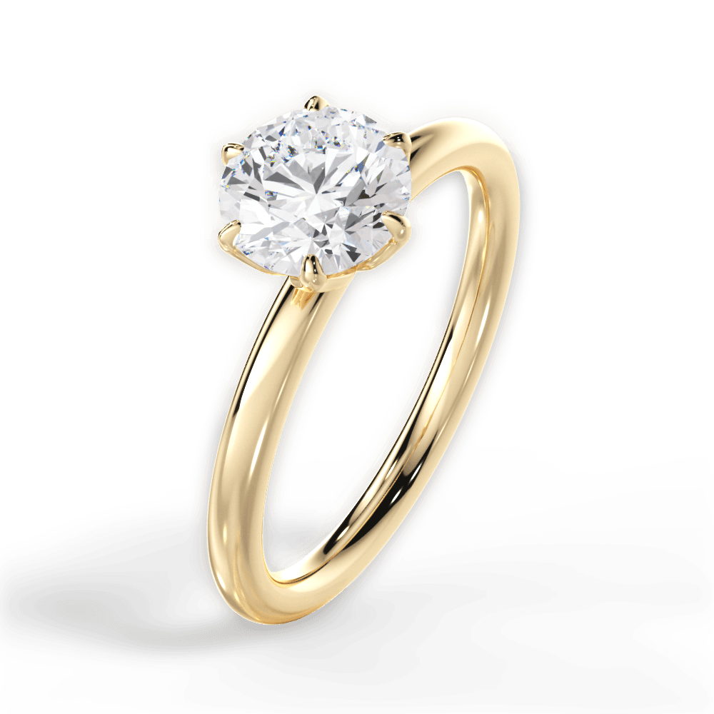 Alexa Round Cut Lab Grown Diamond 18Kt Yellow Gold Engagement Ring - View 3