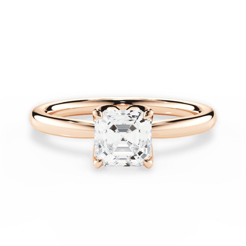 Abigail Asscher Cut Lab Grown Diamond 18Kt Rose Gold Engagement Ring