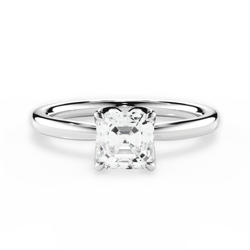 Abigail Asscher Cut Lab Grown Diamond 18Kt White Gold Engagement Ring