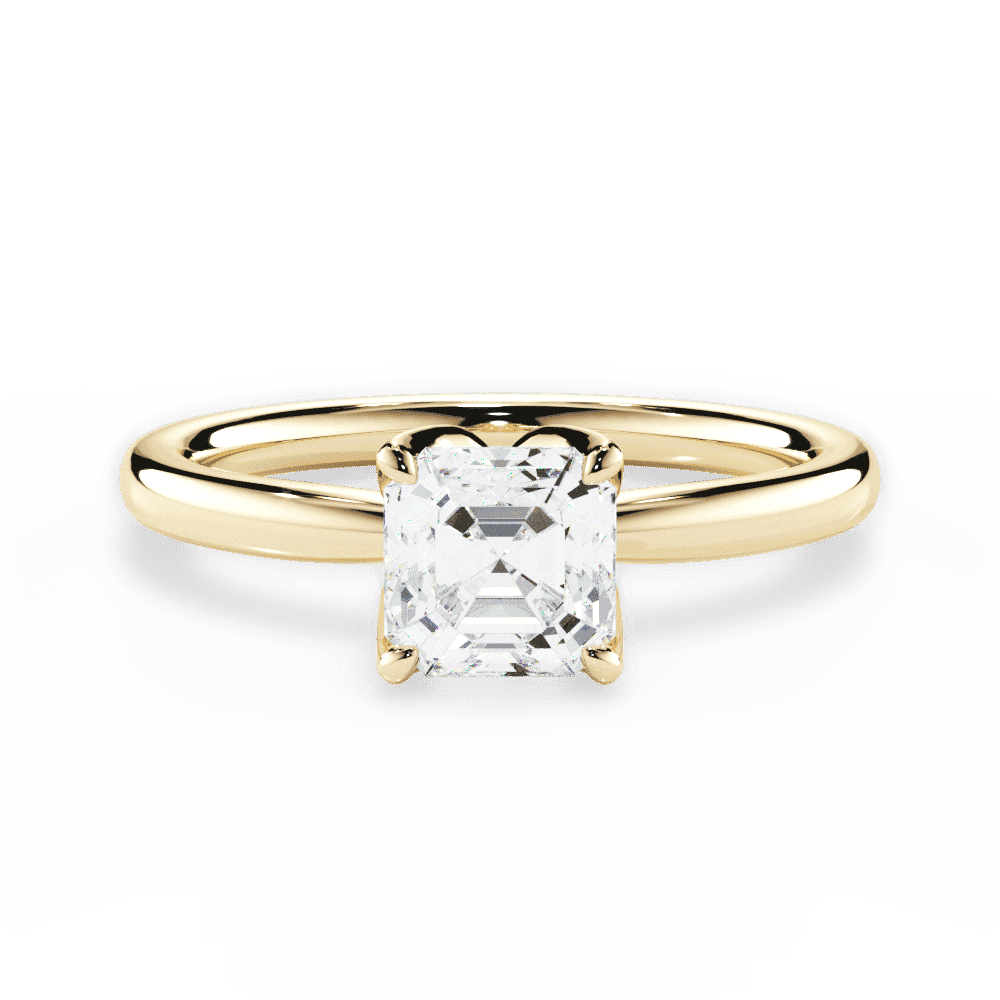 Abigail Asscher Cut Lab Grown Diamond 18Kt Yellow Gold Engagement Ring