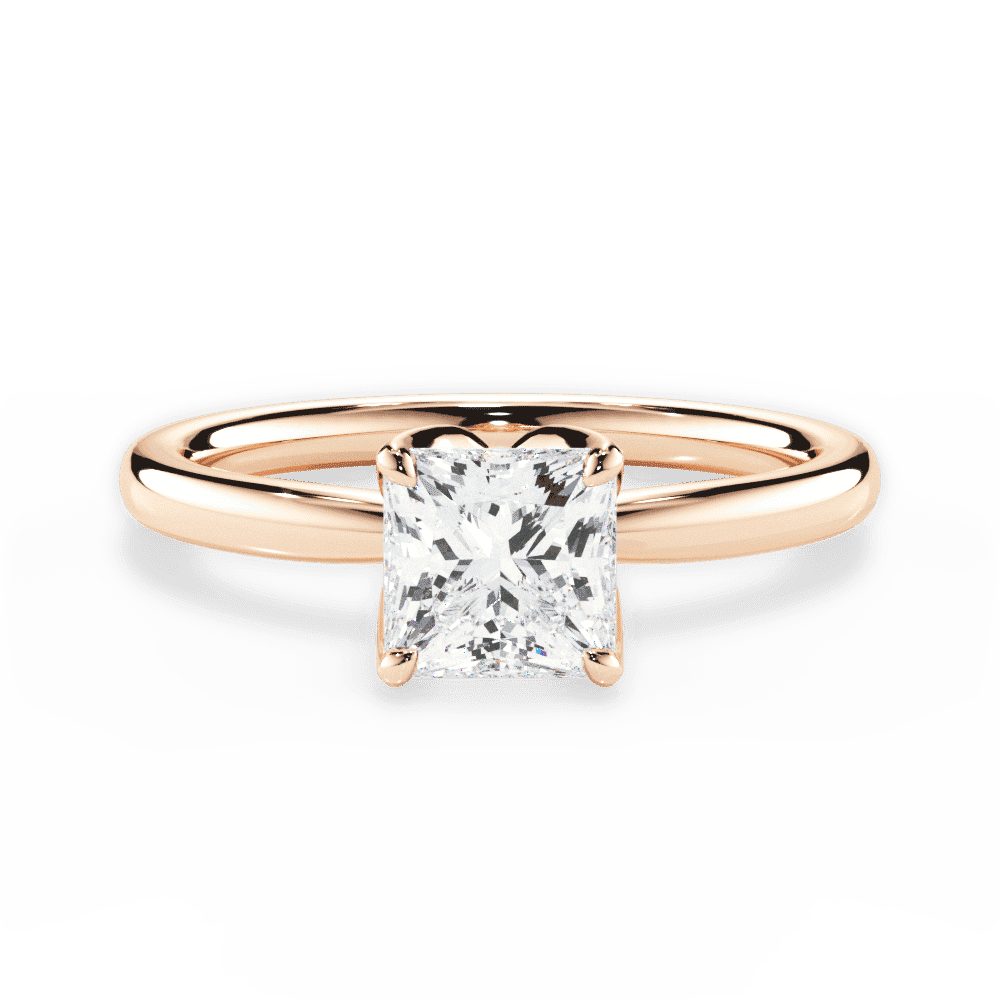 Abigail Princess Cut Lab Grown Diamond 18Kt Rose Gold Engagement Ring