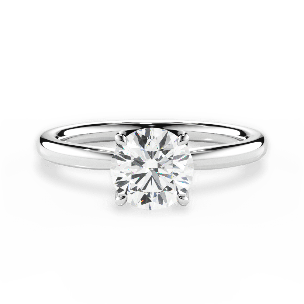 Abigail Round Cut Lab Grown Diamond 14Kt White Gold Engagement Ring
