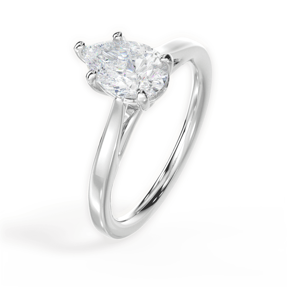 Angie Pear Cut Lab Grown Diamond 14Kt White Gold Engagement Ring - View 2