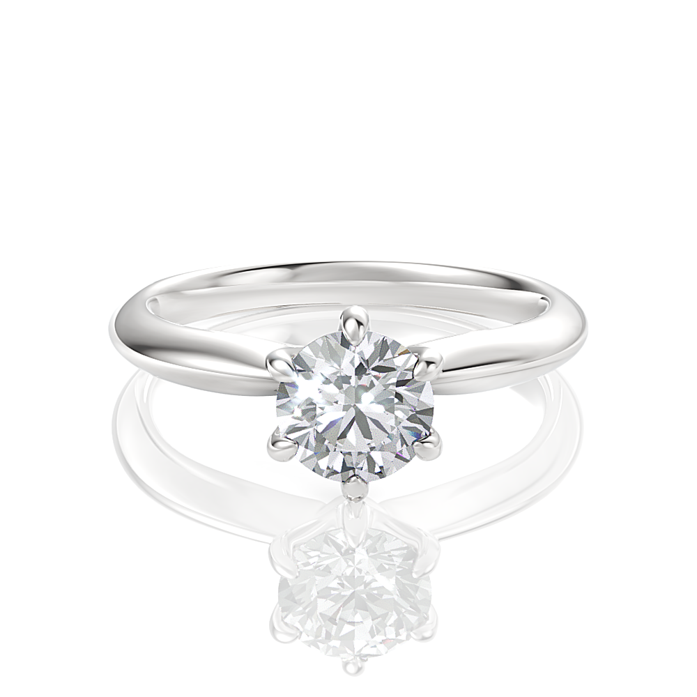 Andrea Round Cut Lab Grown Diamond 14Kt White Gold Engagement Ring
