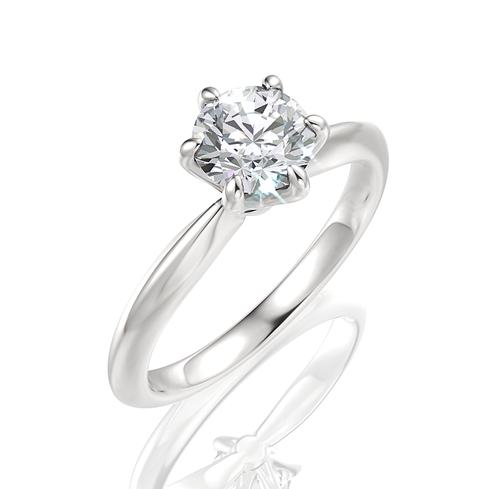 Andrea Round Cut Lab Grown Diamond 18Kt White Gold Engagement Ring - View 2