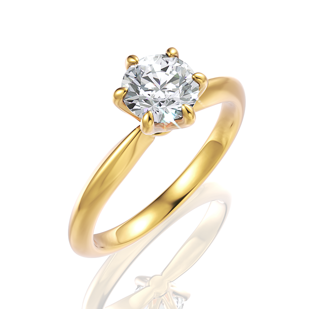 Andrea Round Cut Lab Grown Diamond 18Kt Yellow Gold Engagement Ring - View 2