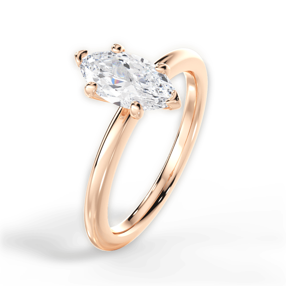 Allison Marquise Cut Lab Grown Diamond 18Kt Rose Gold Engagement Ring - View 4