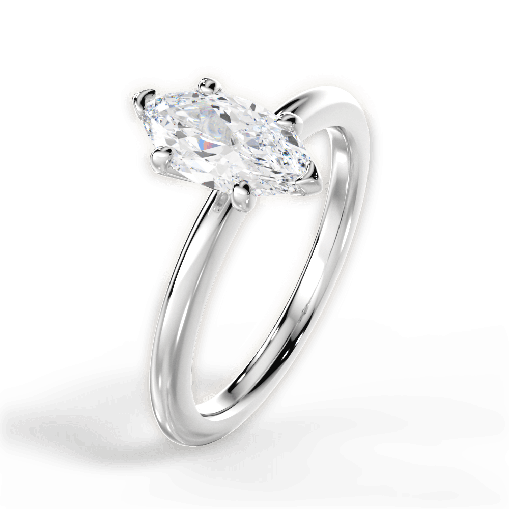 Allison Marquise Cut Lab Grown Diamond 18Kt White Gold Engagement Ring - View 2