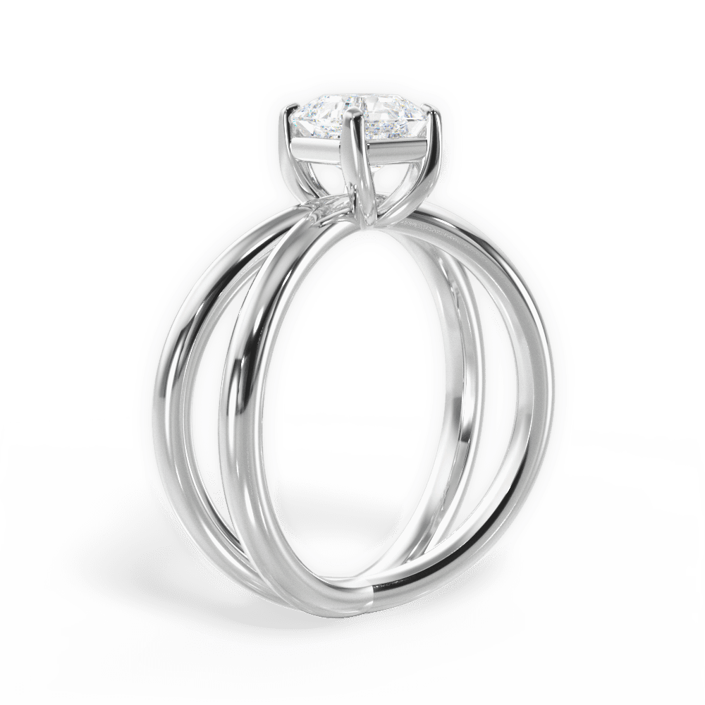 Ada Asscher Cut Lab Grown Diamond 18Kt White Gold Engagement Ring - View 3