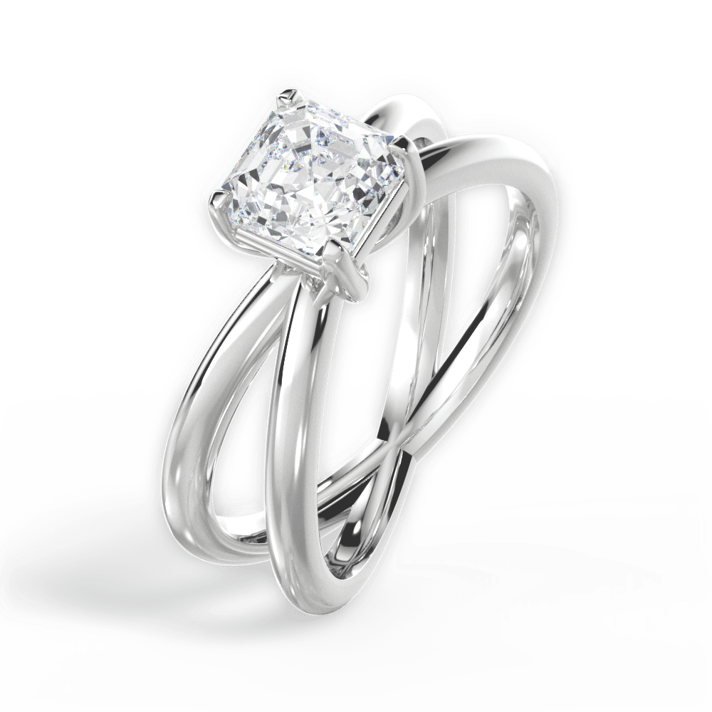 Ada Asscher Cut Lab Grown Diamond 14Kt White Gold Engagement Ring - View 2