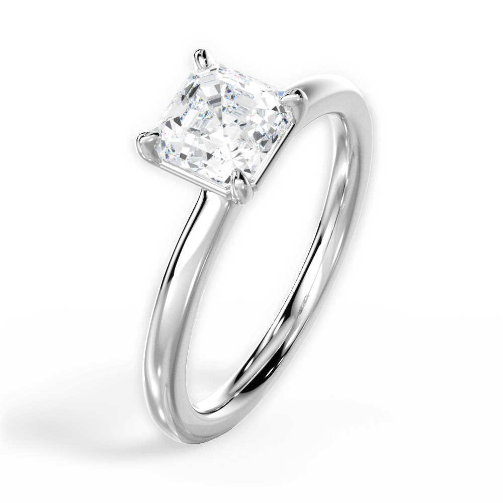 Angela Asscher Cut Lab Grown Diamond Platinum Engagement Ring - View 3