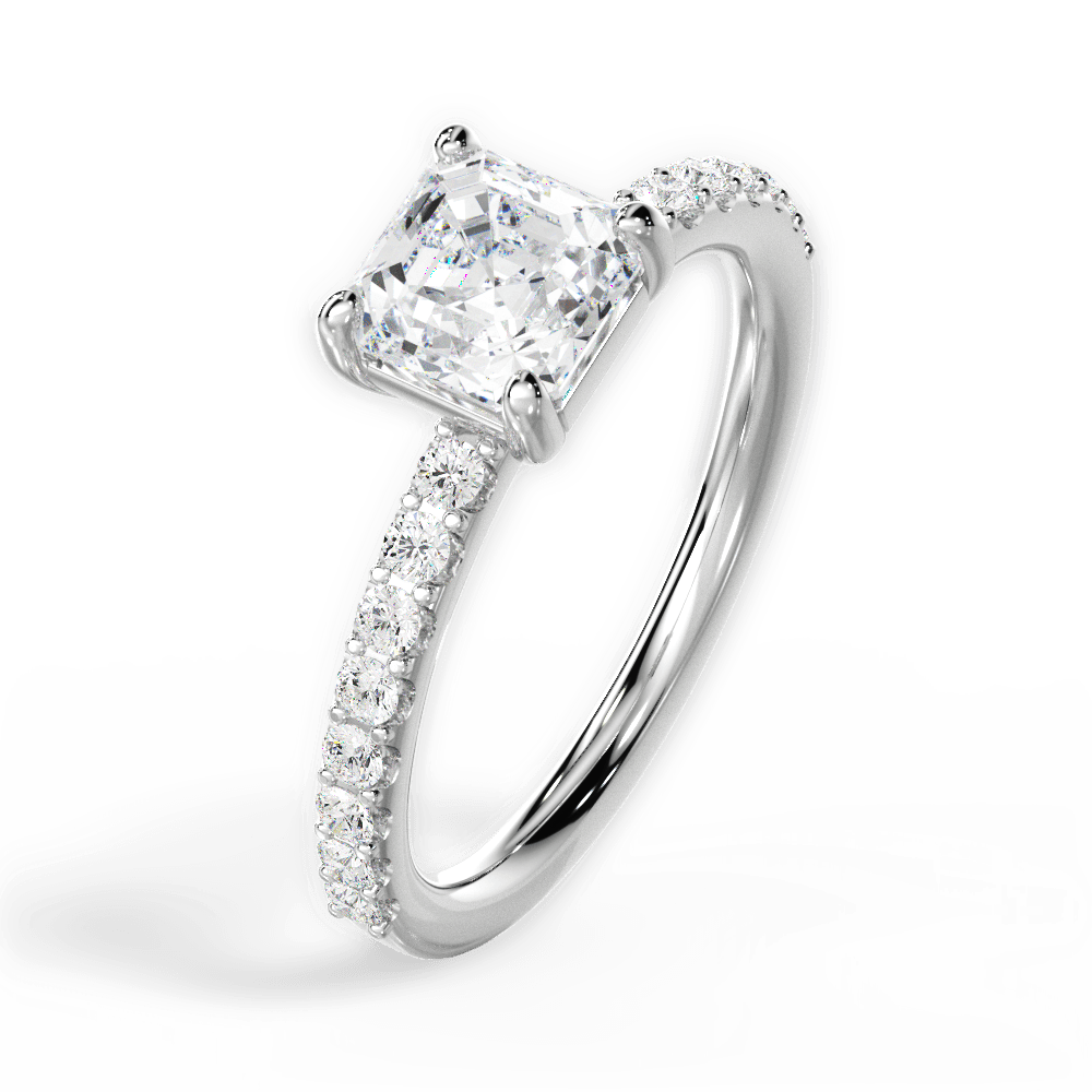 Elsie Asscher Cut Lab Grown Diamond 18Kt White Gold Engagement Ring - View 4