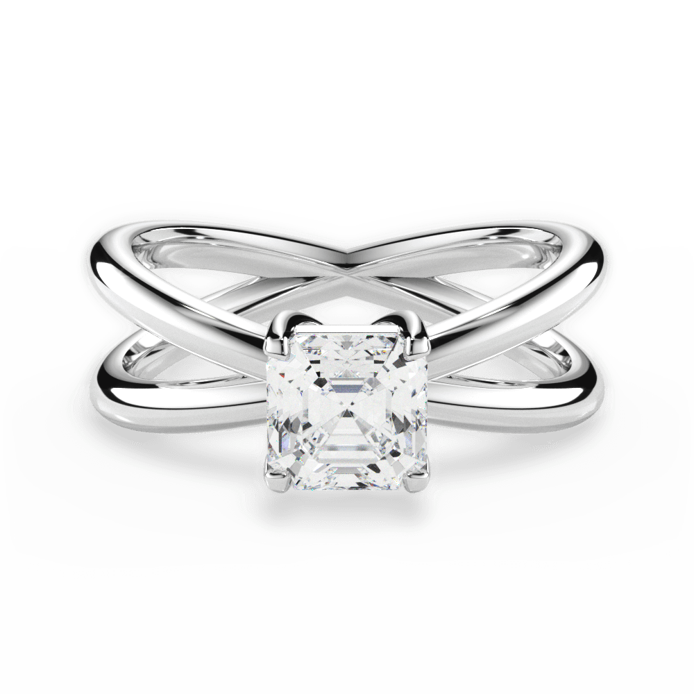 Ada Asscher Cut Lab Grown Diamond Platinum Engagement Ring