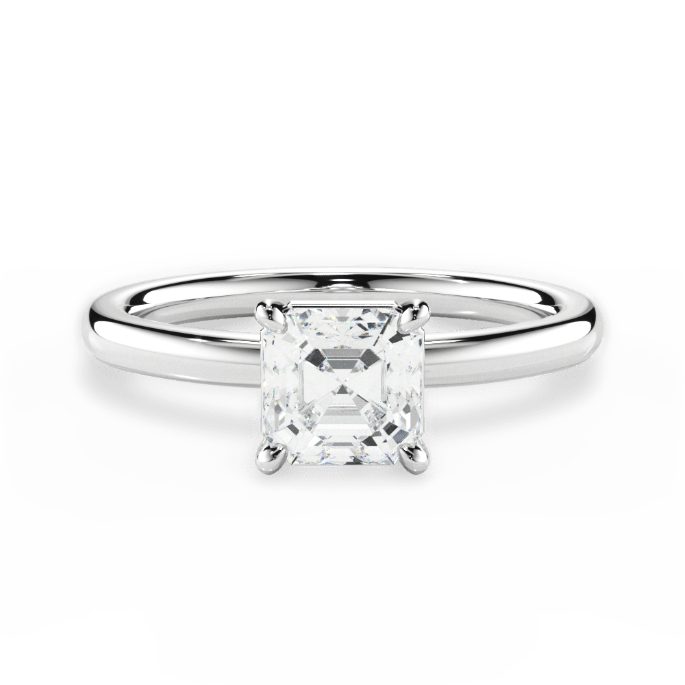 Angela Asscher Cut Lab Grown Diamond 18Kt White Gold Engagement Ring