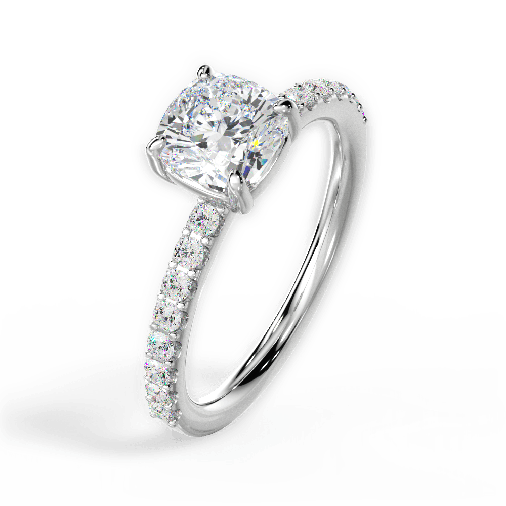 Elsie Cushion Cut Lab Grown Diamond Platinum Engagement Ring - View 2