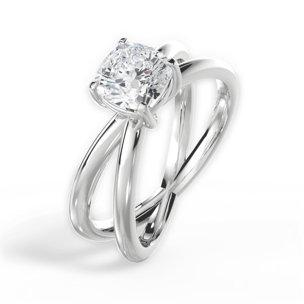Ada Cushion Cut Lab Grown Diamond 18Kt White Gold Engagement Ring - View 2