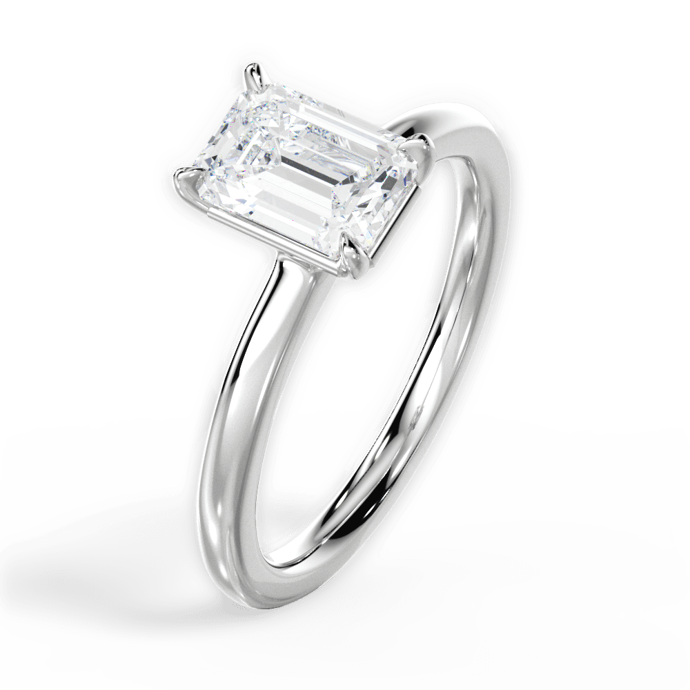 Angela Emerald Cut Lab Grown Diamond 14Kt White Gold Engagement Ring - View 3