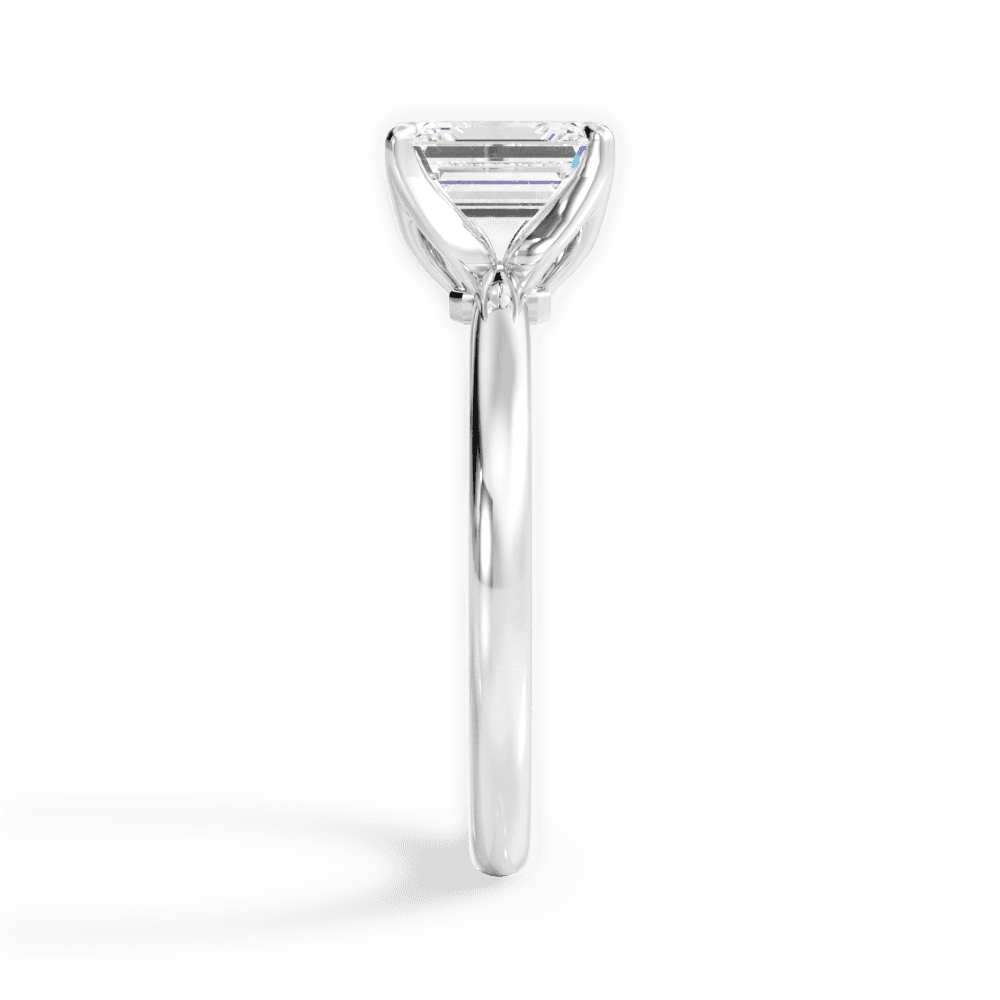 Abigail Emerald Cut Lab Grown Diamond 18Kt White Gold Engagement Ring - View 3