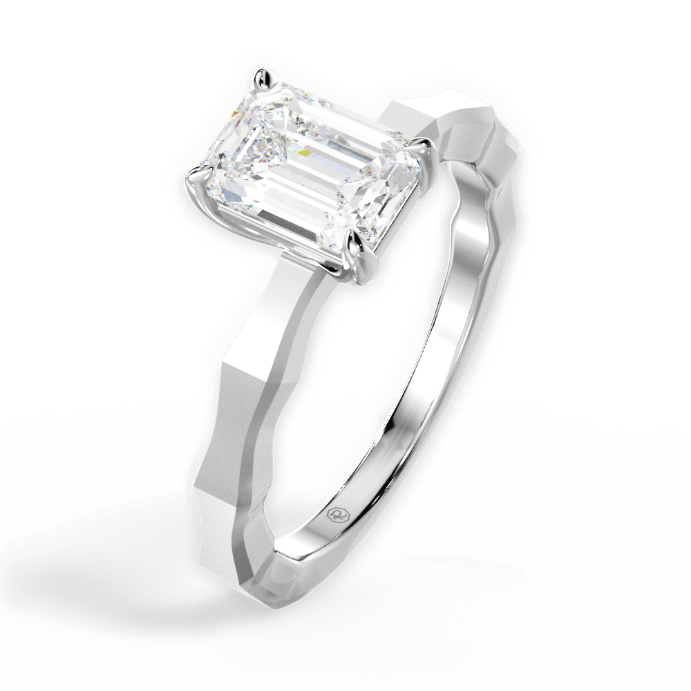 Aaliyah Emerald Cut Lab Grown Diamond Platinum Engagement Ring - View 4