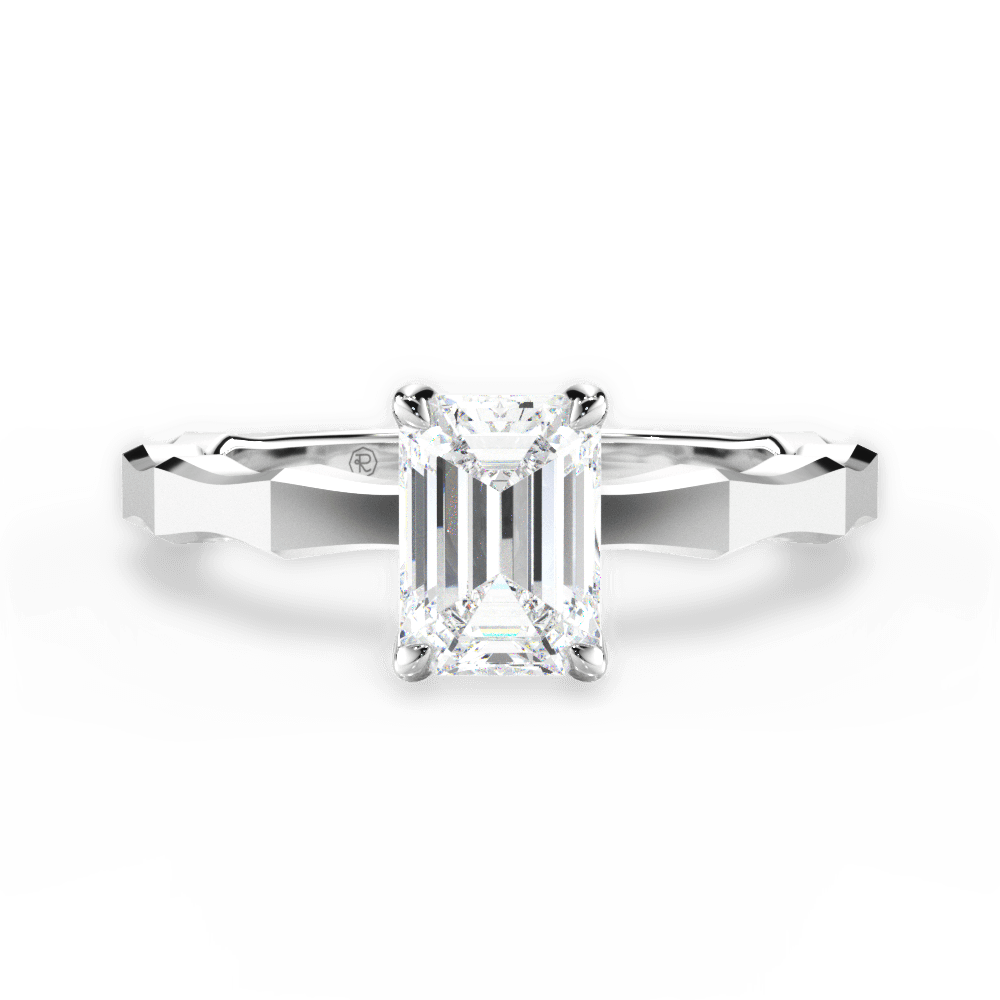 Aaliyah Emerald Cut Lab Grown Diamond 18Kt White Gold Engagement Ring