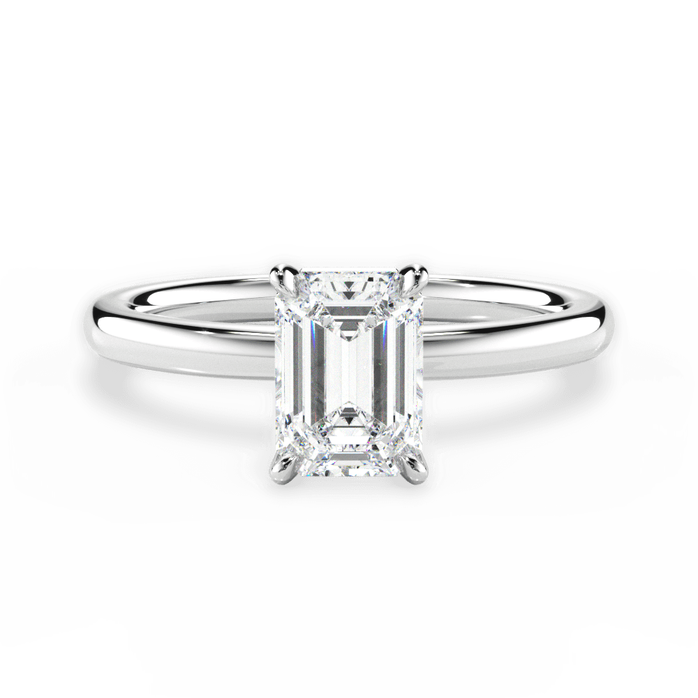 Angela Emerald Cut Lab Grown Diamond 14Kt White Gold Engagement Ring