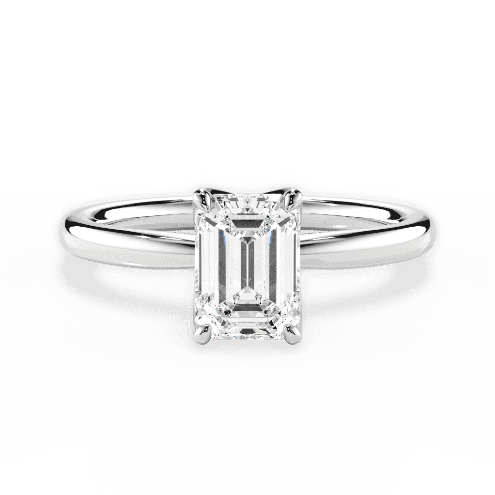 Abigail Emerald Cut Lab Grown Diamond 18Kt White Gold Engagement Ring