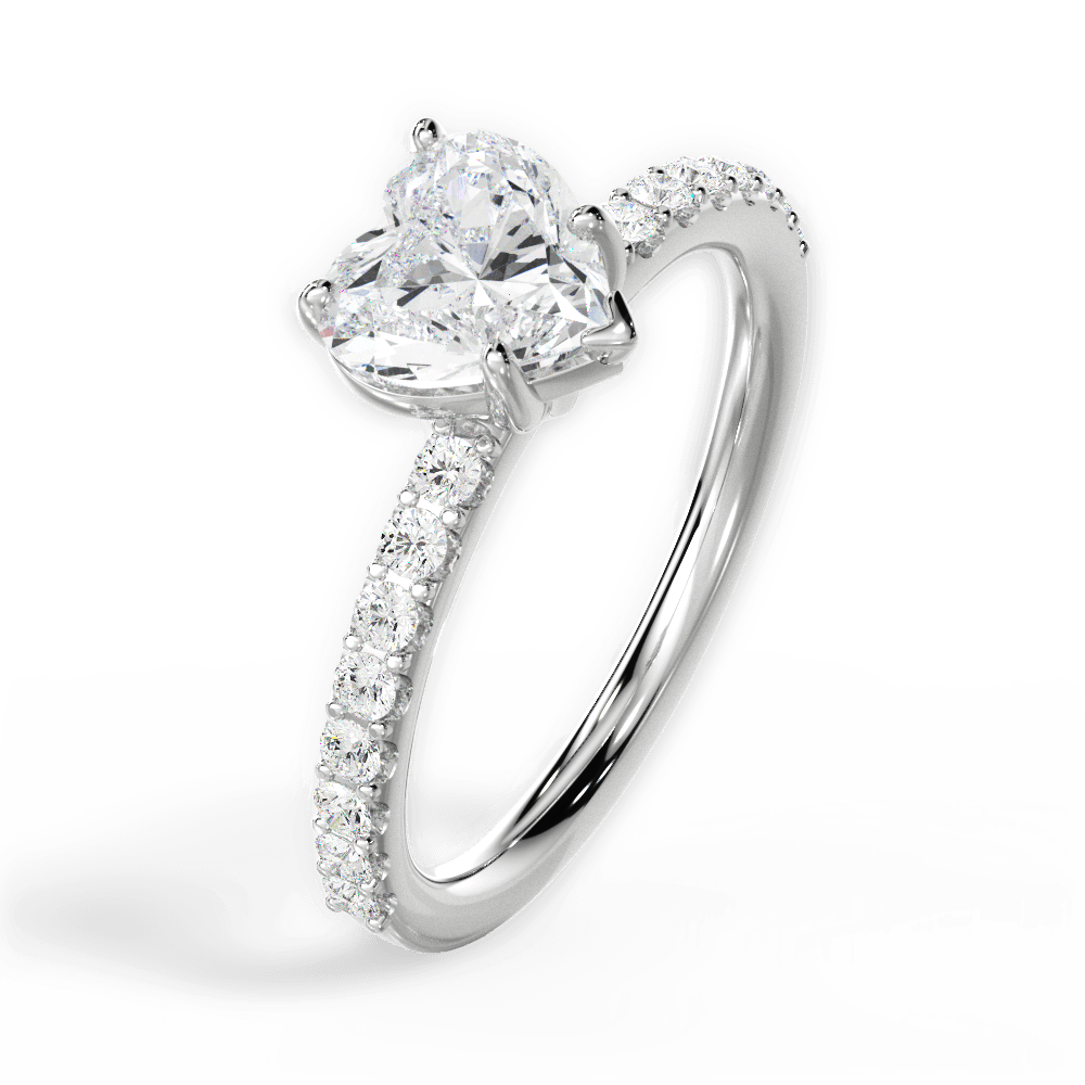 Elsie Heart Cut Lab Grown Diamond 18Kt White Gold Engagement Ring - View 2