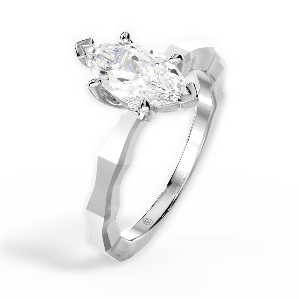 Aaliyah Marquise Cut Lab Grown Diamond Platinum Engagement Ring - View 4