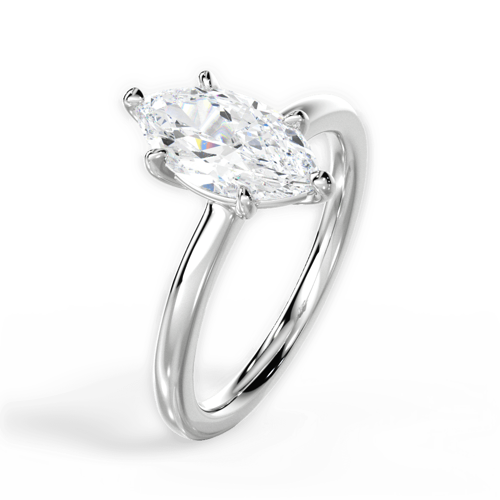 Angela Marquise Cut Lab Grown Diamond 18Kt White Gold Engagement Ring - View 2
