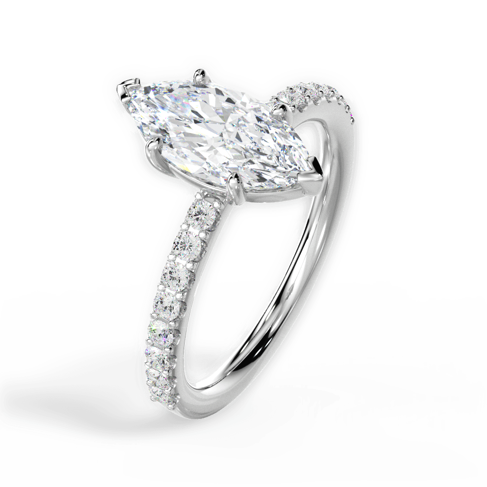 Elsie Marquise Cut Lab Grown Diamond Platinum Engagement Ring - View 4