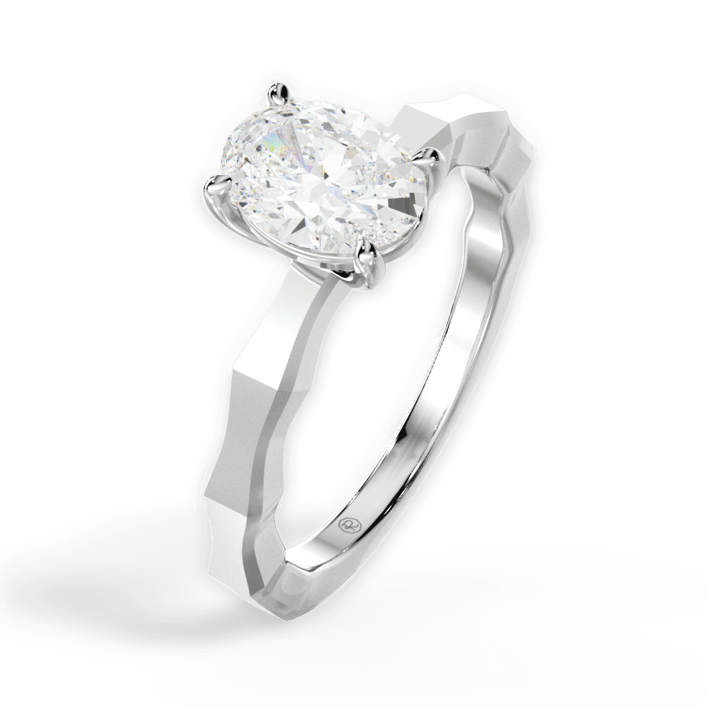 Aaliyah Oval Cut Lab Grown Diamond Platinum Engagement Ring - View 3