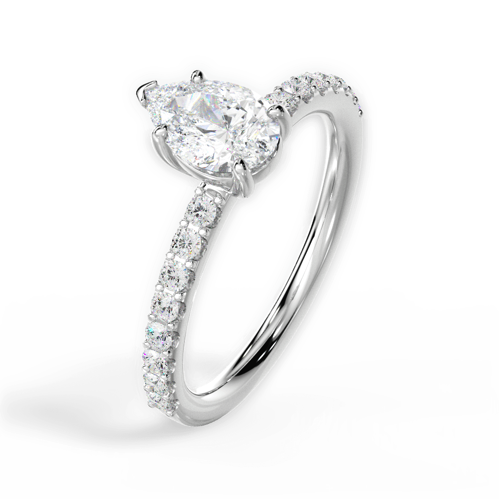 Elsie Pear Cut Lab Grown Diamond 18Kt White Gold Engagement Ring - View 4
