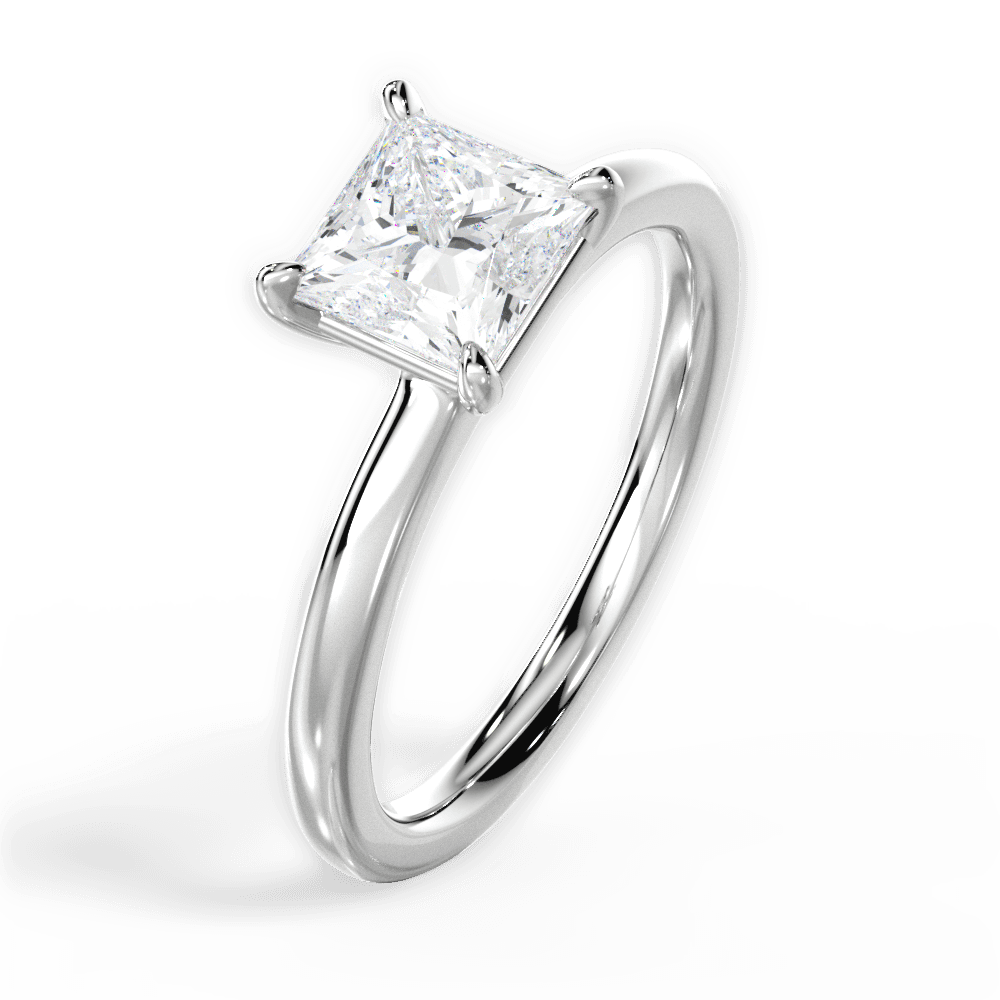 Angela Princess Cut Lab Grown Diamond 18Kt White Gold Engagement Ring - View 2