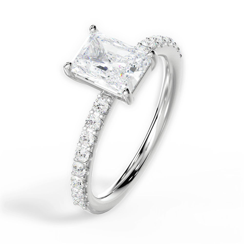 Elsie Radiant Cut Lab Grown Diamond 18Kt White Gold Engagement Ring - View 3
