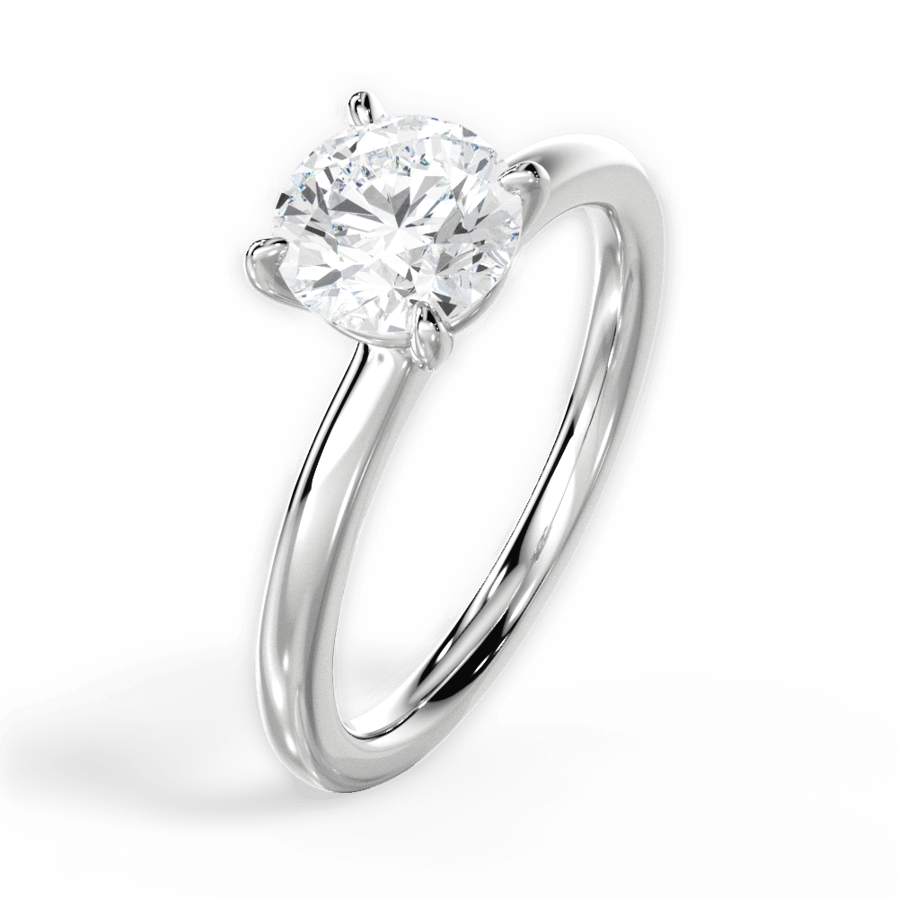 Angela Round Cut Lab Grown Diamond 14Kt White Gold Engagement Ring - View 4