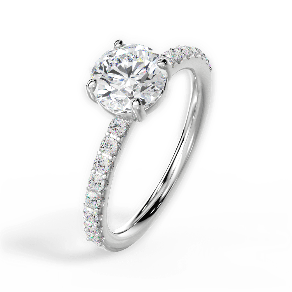 Elsie Round Cut Lab Grown Diamond 18Kt White Gold Engagement Ring - View 3