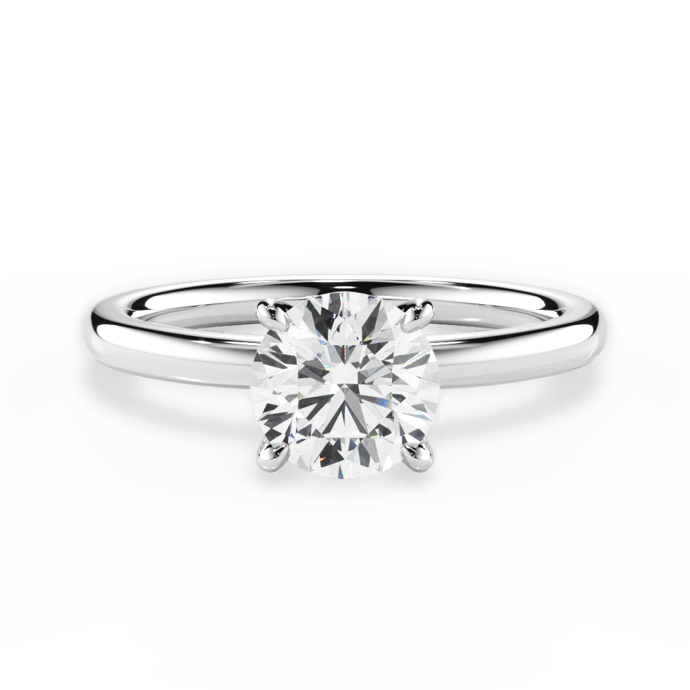 Angela Round Cut Lab Grown Diamond 18Kt White Gold Engagement Ring