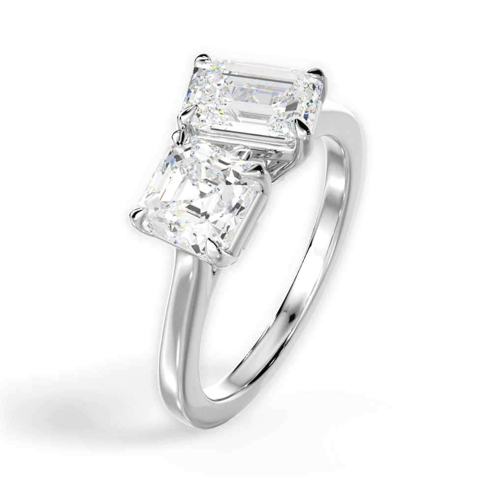 Alice Emerald Cut Lab Grown Diamond 18Kt White Gold Engagement Ring - View 2
