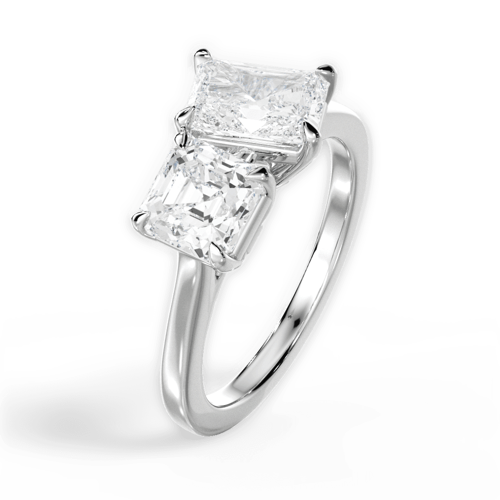 Alice Radiant Cut Lab Grown Diamond Platinum Engagement Ring - View 2