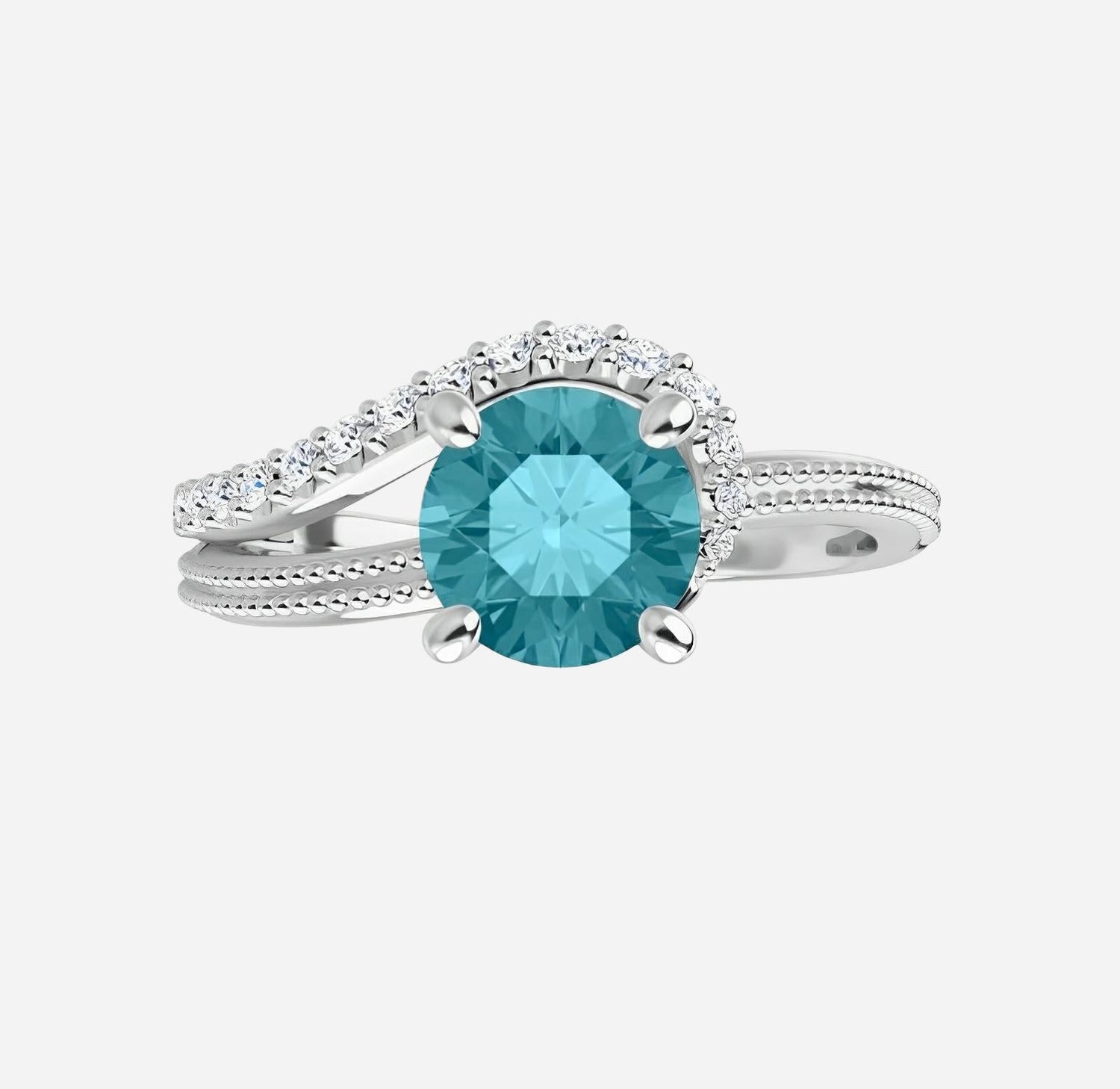 14kt rose gold ring with aquamarine & 1/3ctw diamonds