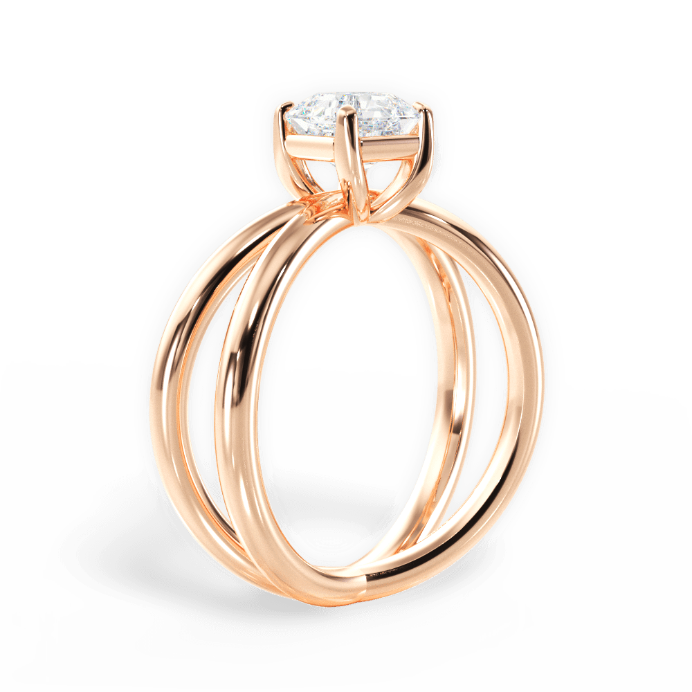 Ada Asscher Cut Lab Grown Diamond 18Kt Rose Gold Engagement Ring - View 3