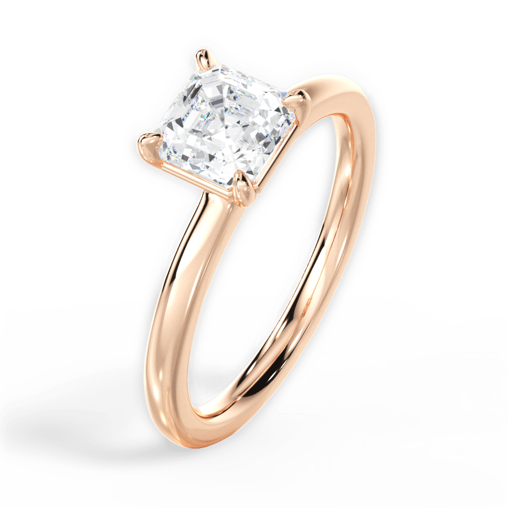 Angela Asscher Cut Lab Grown Diamond 18Kt Rose Gold Engagement Ring - View 3