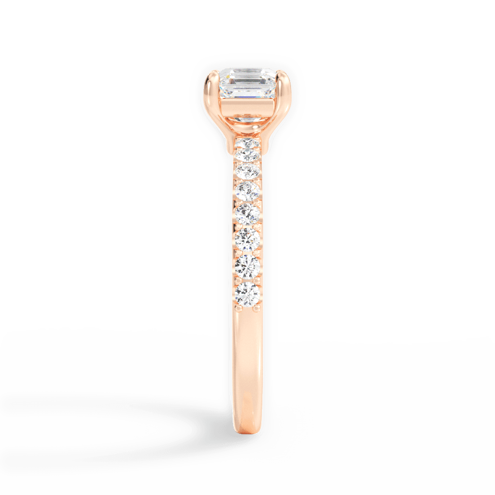 Elsie Asscher Cut Lab Grown Diamond 18Kt Rose Gold Engagement Ring - View 2