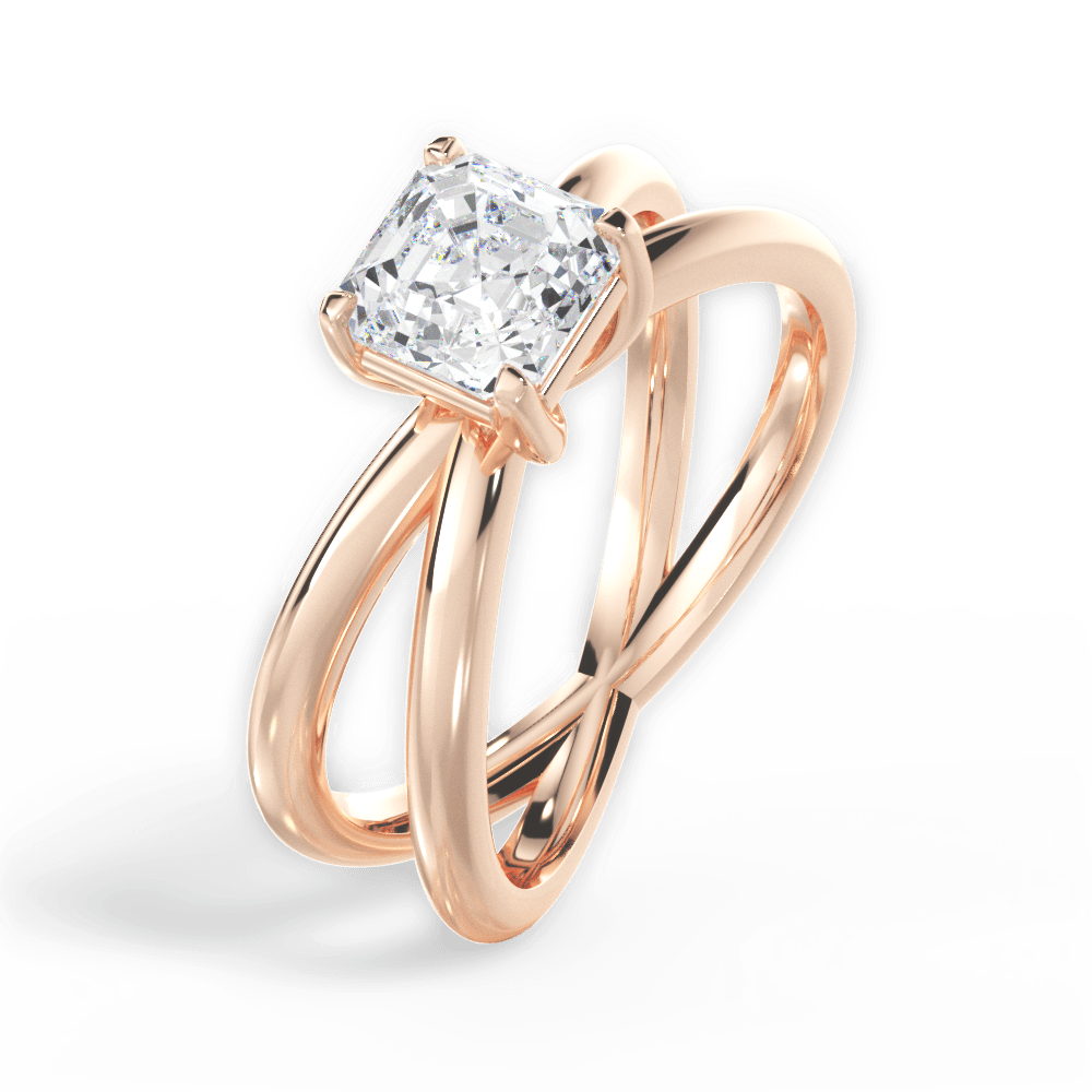 Ada Asscher Cut Lab Grown Diamond 18Kt Rose Gold Engagement Ring - View 4
