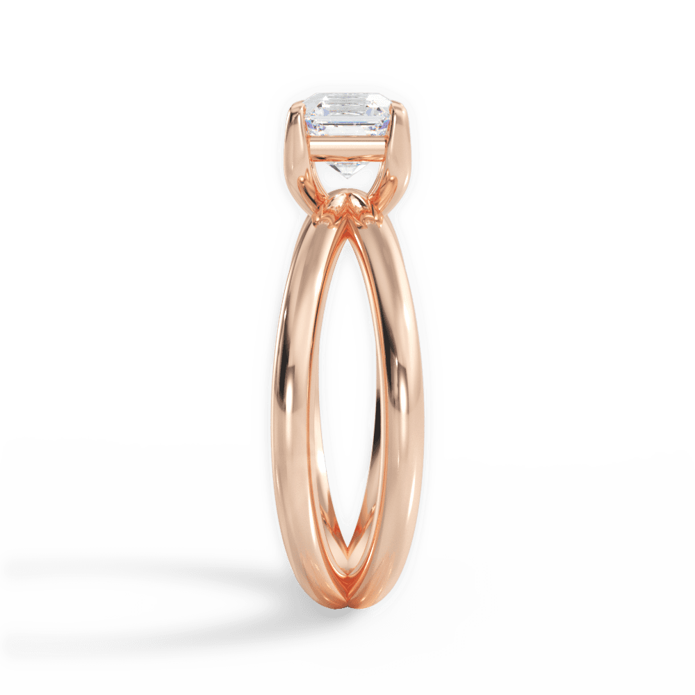 Ada Asscher Cut Lab Grown Diamond 18Kt Rose Gold Engagement Ring - View 2
